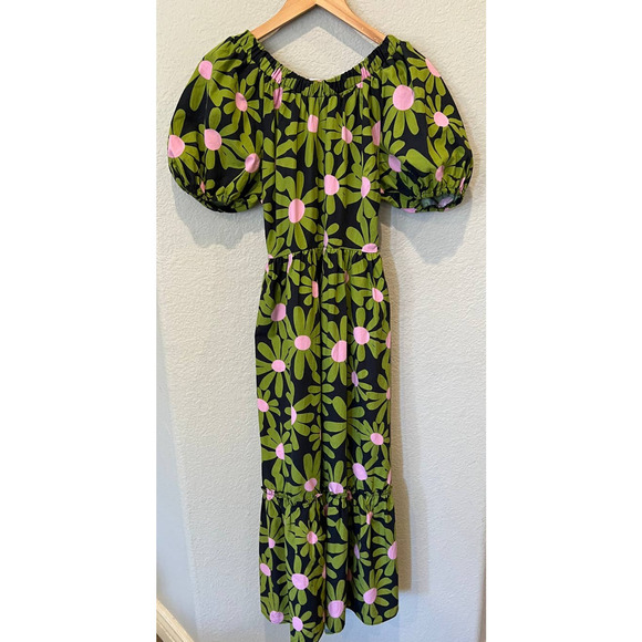 TOPSHOP Cotton Bold Daisy Cross Back Poplin Midi Dress (US/6) - Picture 8 of 8